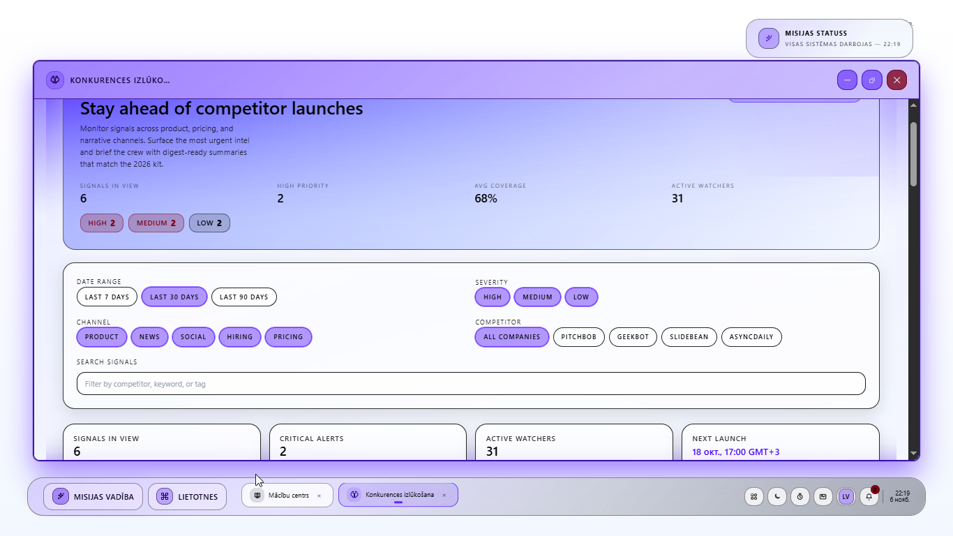 Operations Control center with real-time monitoring